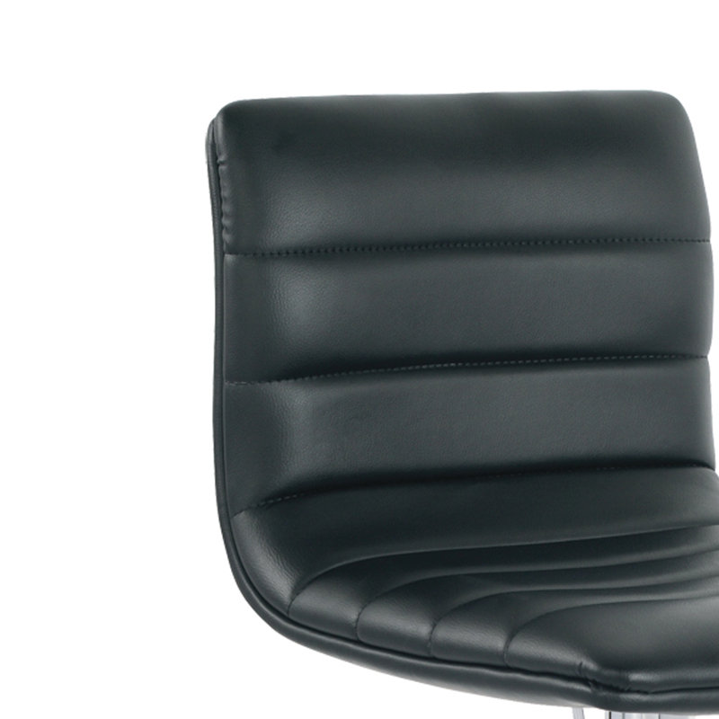 Denmark Swivel Upholstered Adjustable Height Counter Stool with Metal Frame, Black