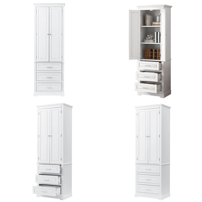 Grande armoire de rangement avec 3 tiroirs et tablettes réglables - Organisateur de salle de bain, de bureau et de cuisine multi-usage