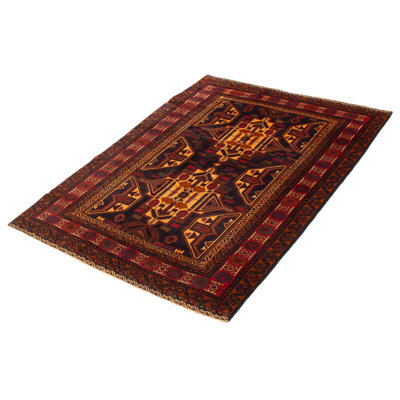 One-of-a-Kind Rectangle 4'5" X 6'3" 1990s Wool Area Rug Dark Navy
