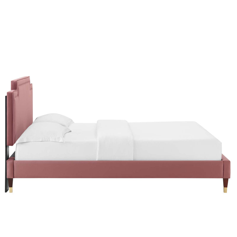 Modway Liva Performance Velvet Bed, Dusty Rose, King