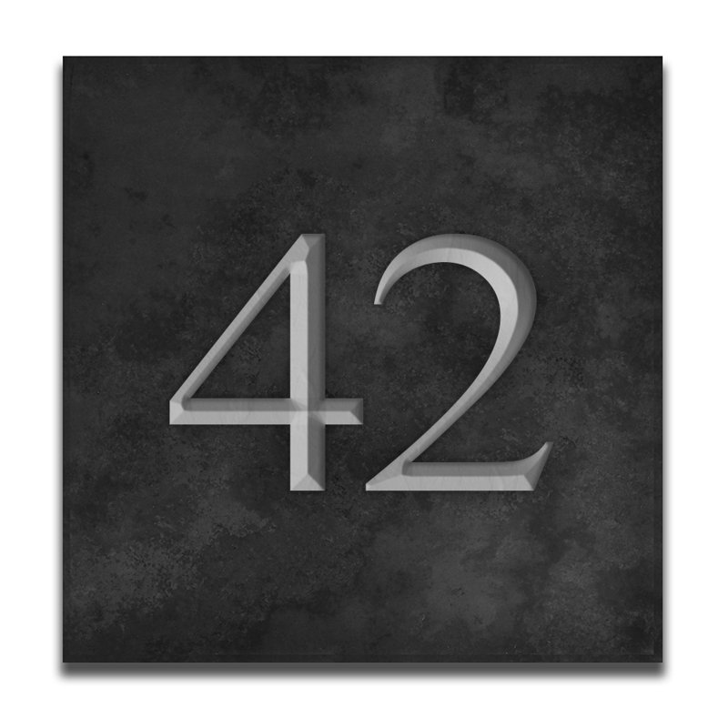 Velia 17.78cm H Stone House Number, 42, Silver