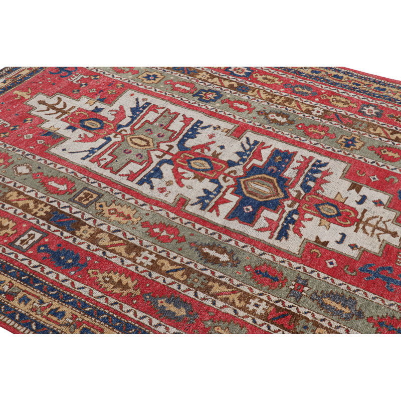 Rug & Kilim’S Tribal Style Square Rug In Red With Geometric Patterns