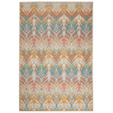 Seneca Machine Printed Polyester Chevron Area Rug in Brown/Red/Green