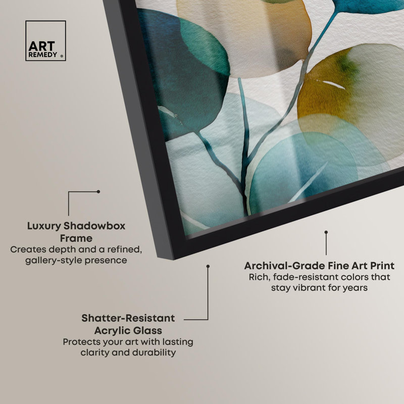 Reproduction naturelle Aucun Eucalyptus II par Art Remedy, H 21 po x l 17 po, Noir