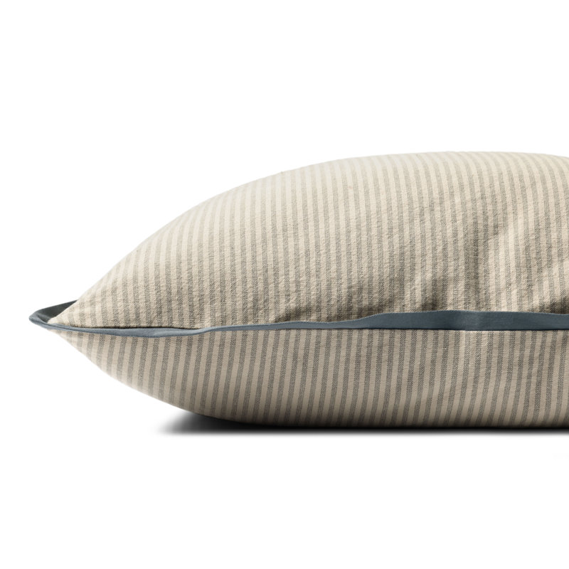 Jeremiah Brent x Loloi Sullivan Pillow Cover, Natural / Blue, Square 22"H x 22"W