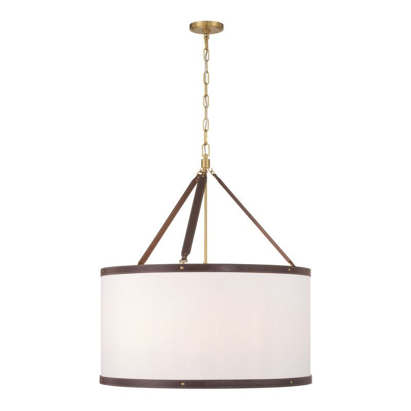 Luminaire suspendu en or 28 po Libby Langdon Caine, Doré / Brun