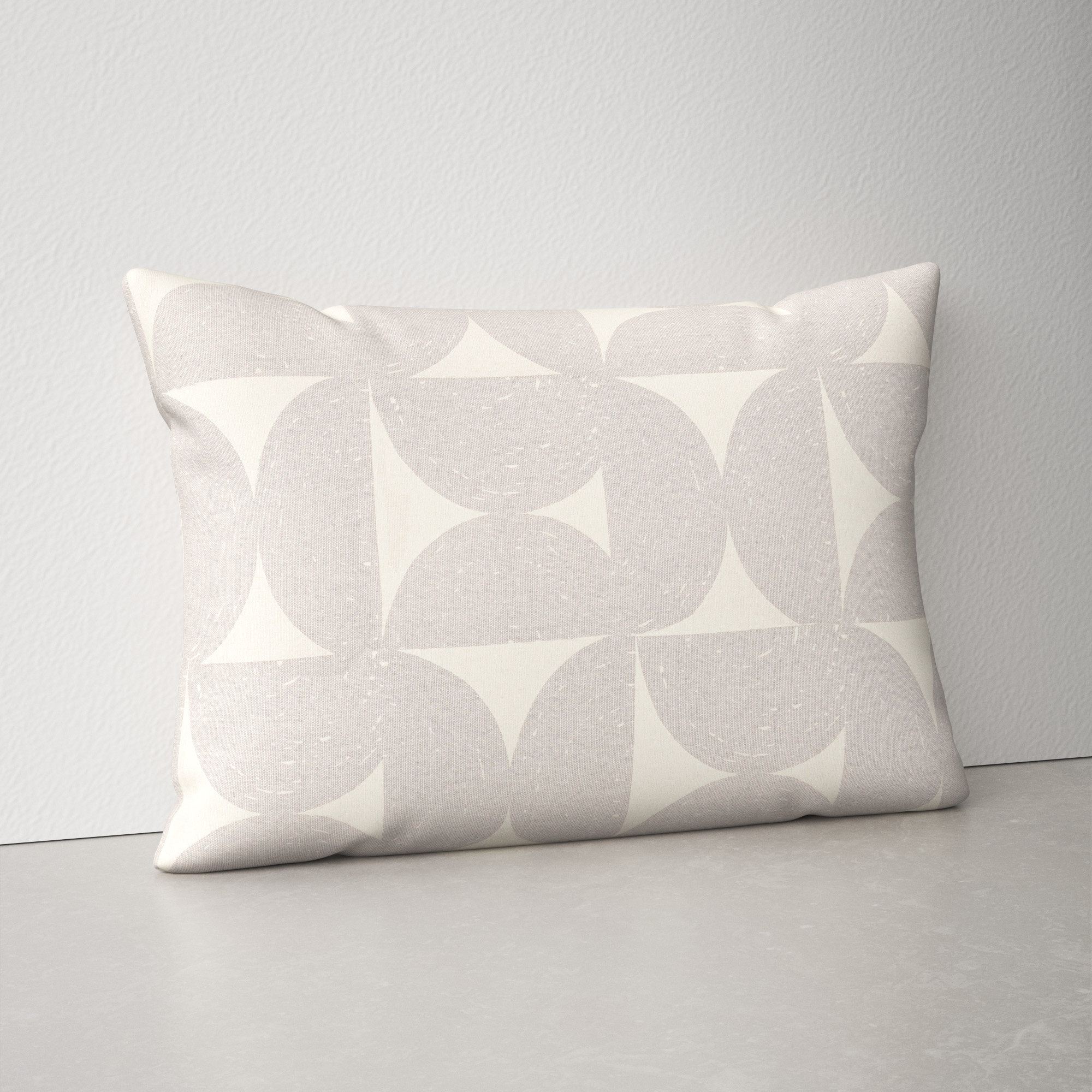 Frenk Geometric Cotton Lumbar Throw Pillow, Medium Gray/Beige, Polyester