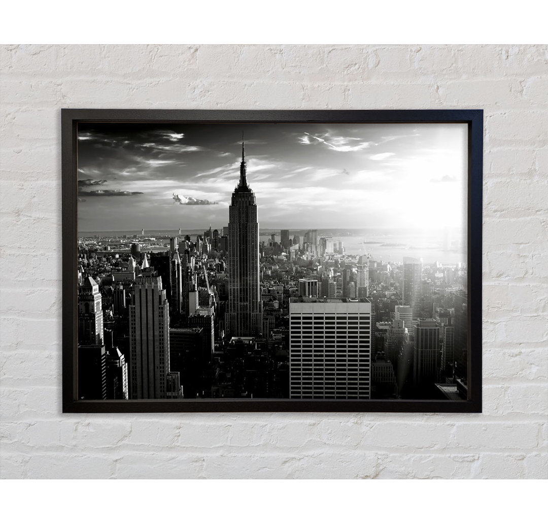 Empire State Building Sun Glow B N W - Einzelbildrahmen Kunstdrucke auf Leinwand