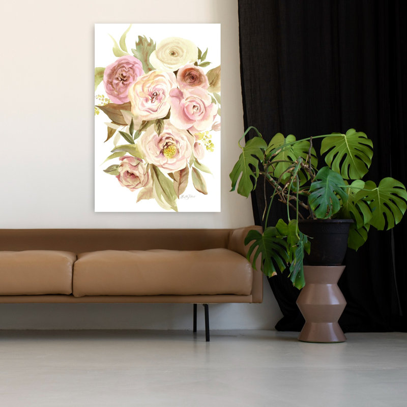 Roses abondantes, art floral contemporain, H 48 po x l 32 po