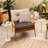 2 Pieces White Bamboo Round Table