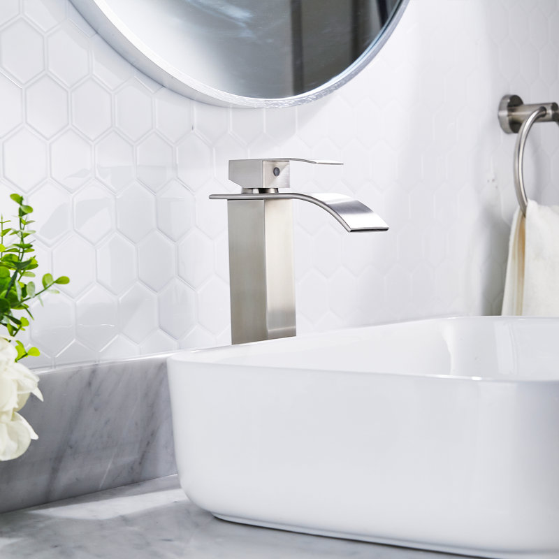 Single-handle Bathroom Faucet with Drain Assembly, Brushed Nickel