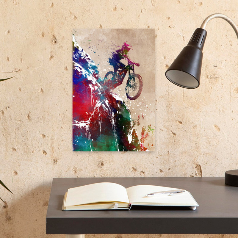 Art mural paysage de montagne abstrait coloré, H 18 po x l 12 po