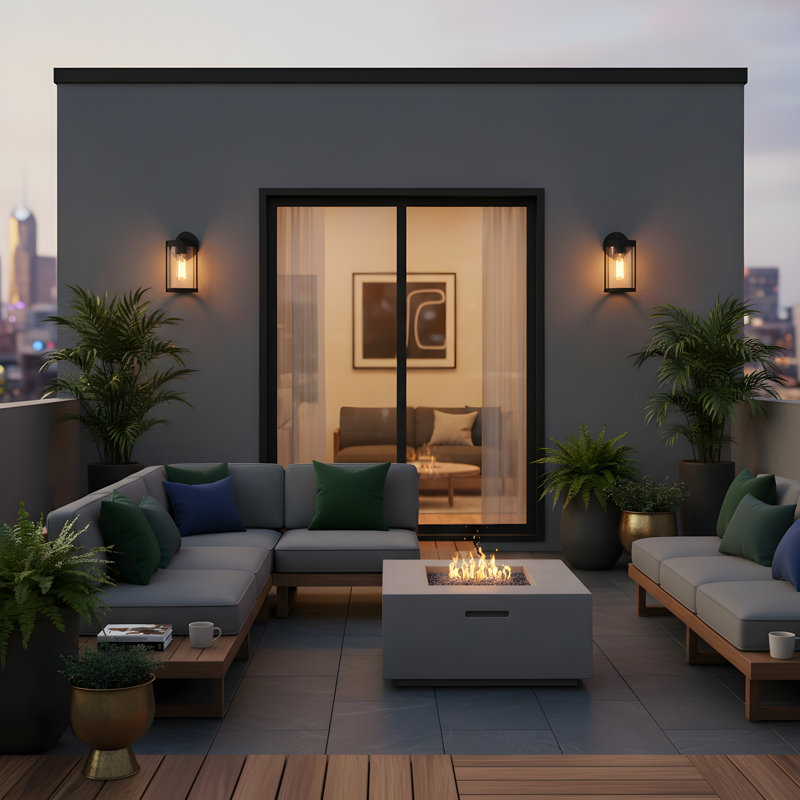 Luning Small Lantern from Generation Lighting , 10" H x 6.125" W x 7.875" D, Textured Black, Transparent