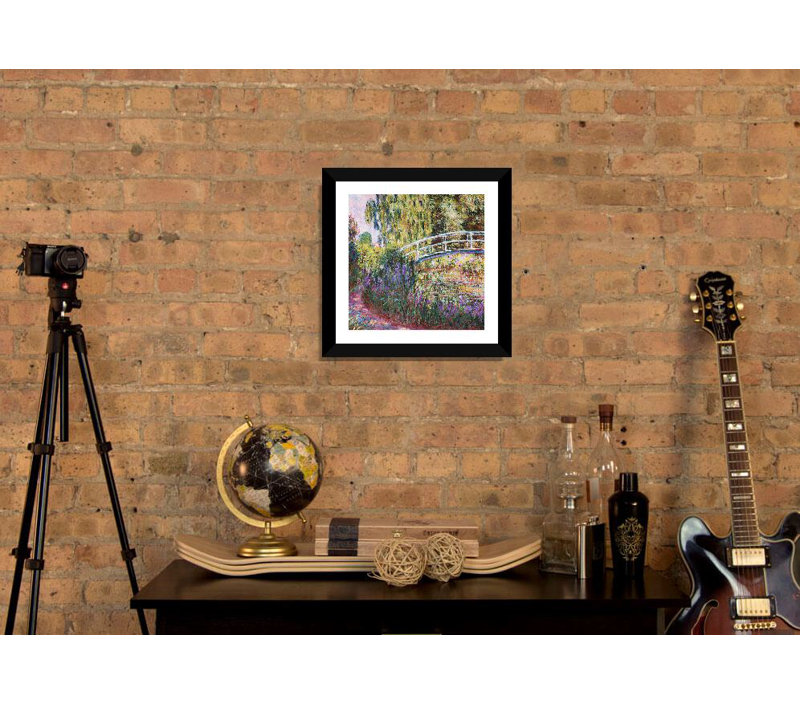 «The Japanese Bridge» par Claude Monet, reproduction, H 24 po x l 24 po x P 1 po, Papier encadré noir