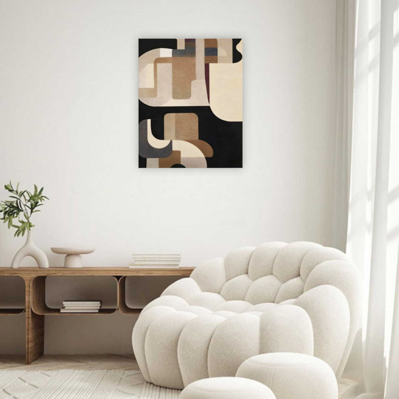 24 "x 32", impression géométrique neutre sur toile, minimaliste, pour salon, chambre à coucher et bureau, noir