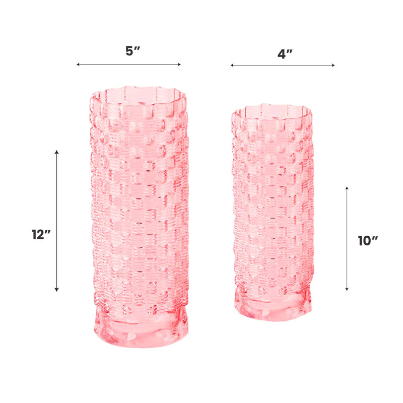 Aliauna Textured Glass Table Vase Set, Light Pink