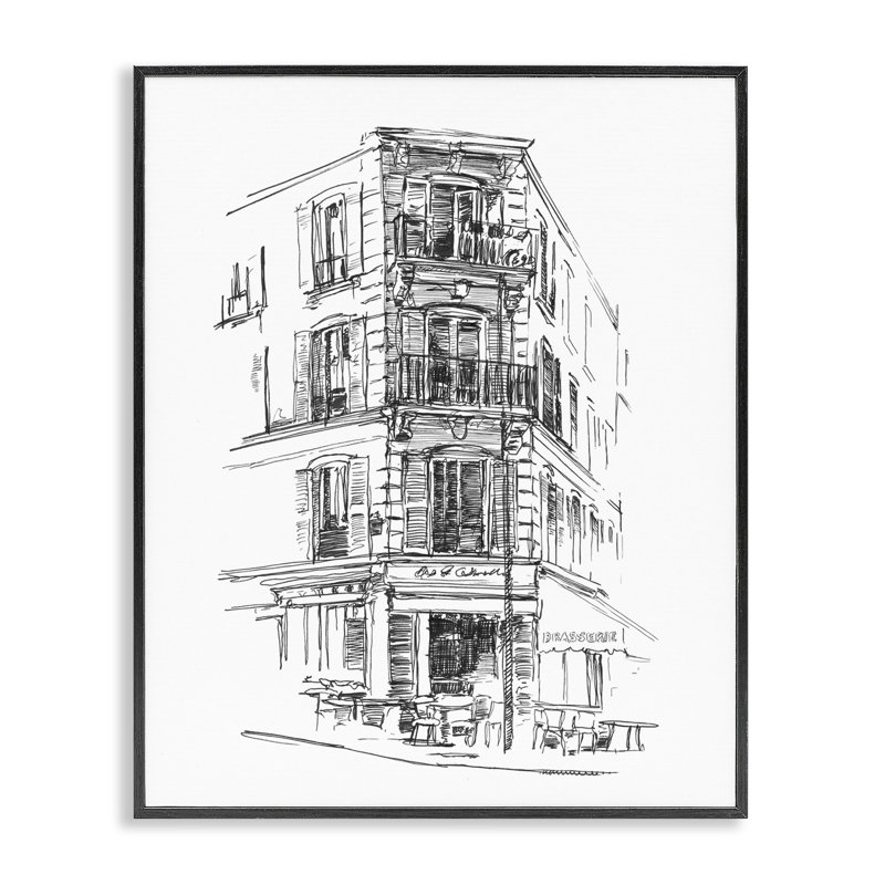 «Parisian Boulevard Study», giclée par Ethan Harper, H 14 po x l 11 po, Giclée encadrée noir minuit