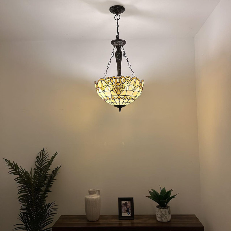 Luminaires suspendus en verre coloré de style baroque Tiffany Chandeliers inclus l 16 po x P 16 po x H 60 po