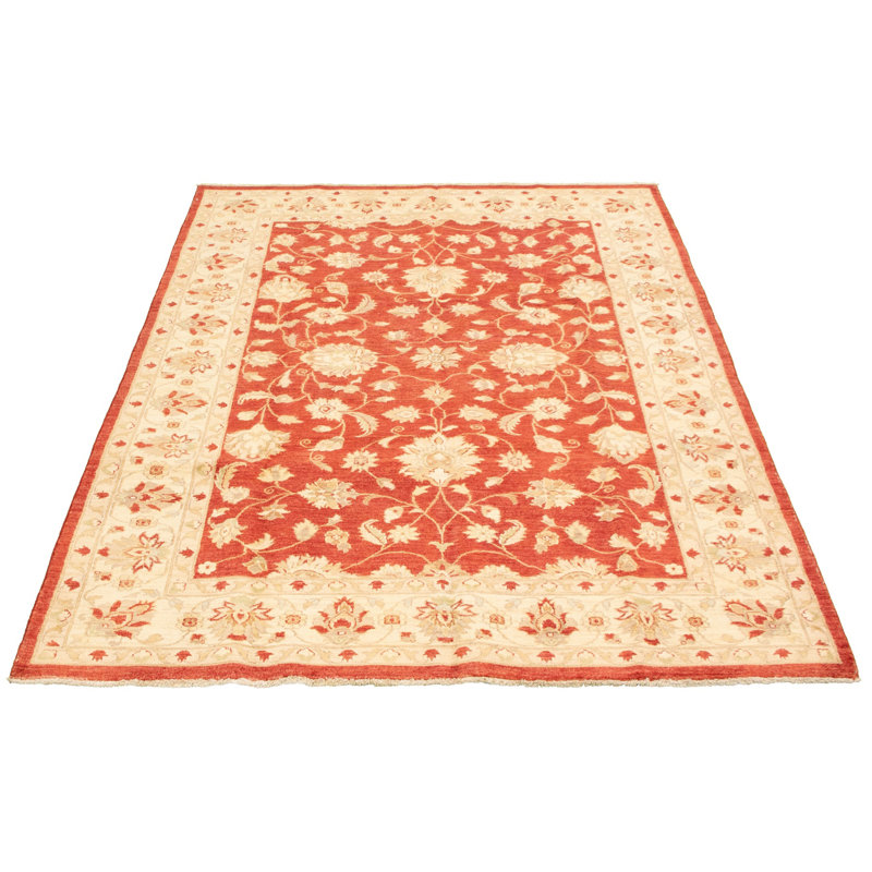 Tapis en laine rouge/ivoire 7 pi 2 po x 10 pi 1 po one-of-kind à la main-noué la 2010 chobi Bywood