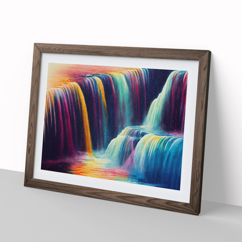 Colourful Watercolour Vol.3 - Single Picture Frame Print, Walnut Framed, 34cm H x 46cm W x 2cm D