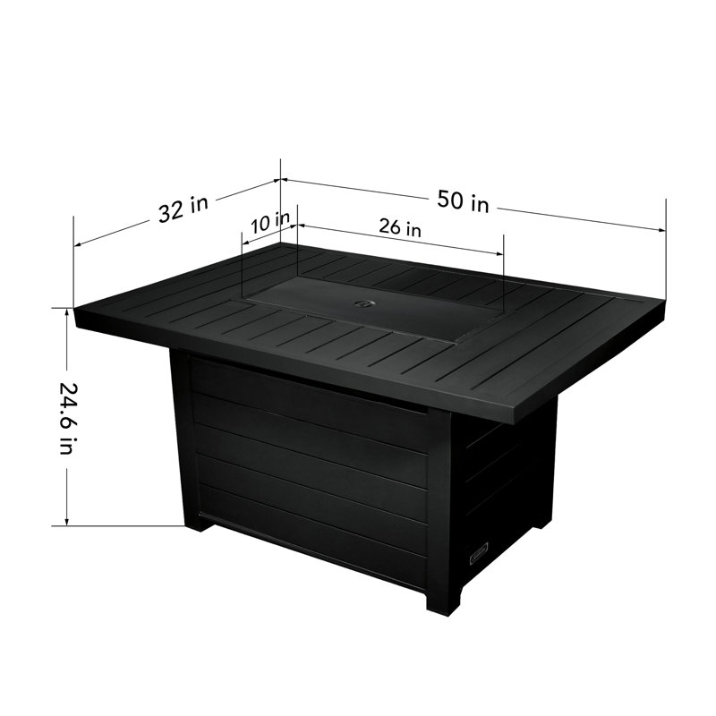 Serenity 50" Black Aluminum Gas Fire Pit Table