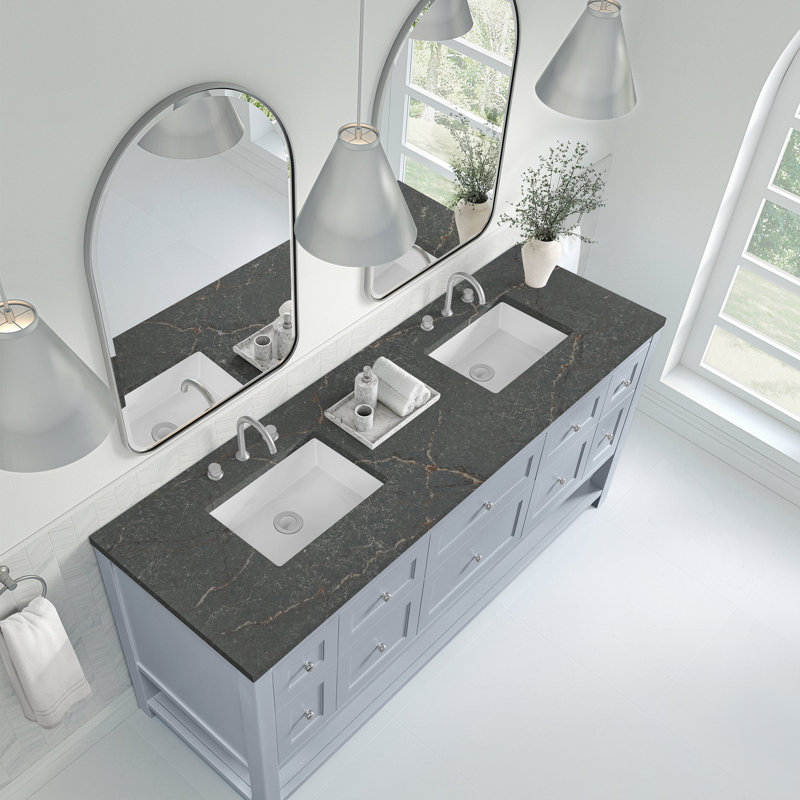 Breckenridge 72'' Double Bathroom Vanity with Top, 8" Widespread, Parisien Bleu, Serenity Blue