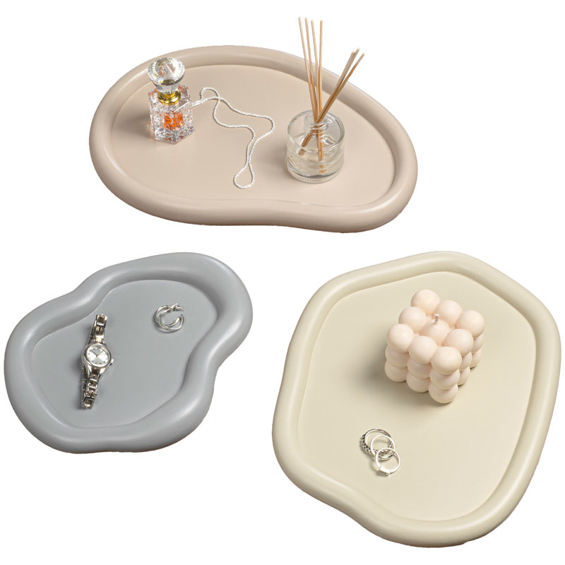 Grace Contemporary Concrete Decorative Cloud Jewelry Trays (Set of 3), Stone/Taupe/Gray