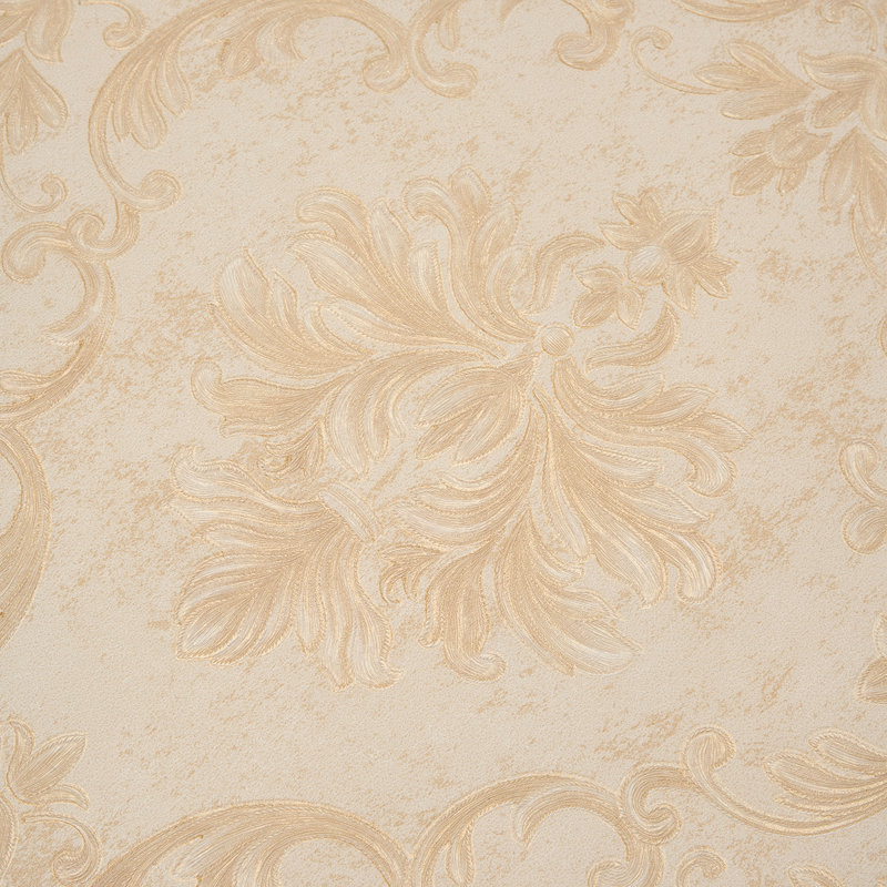 Non-Pasted Non-Woven 3D Embossed Wallpaper Roll, Beige/Gold