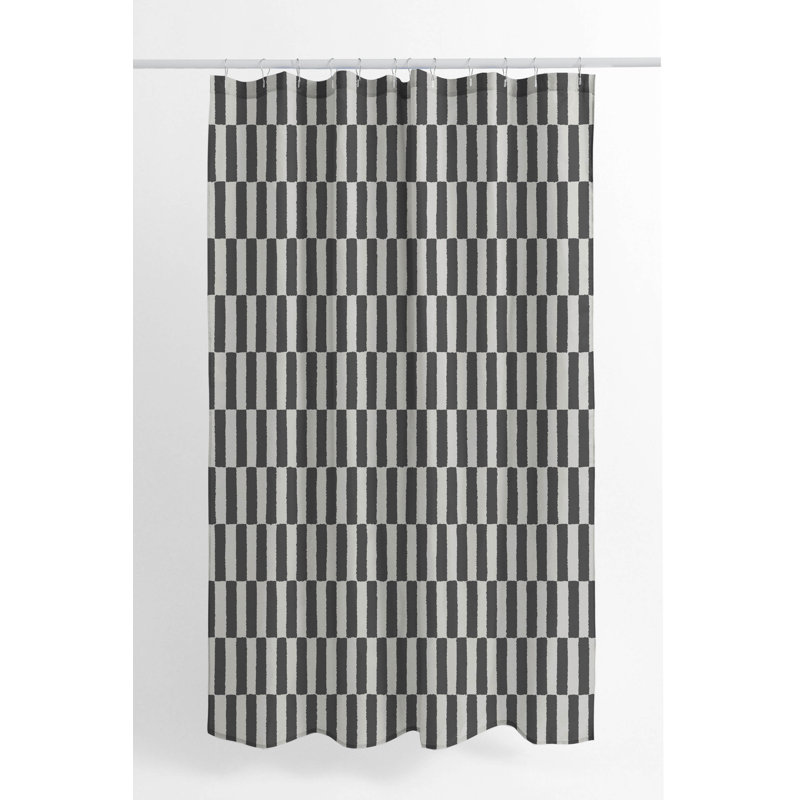 Off Stripe Ultra-Thin Lightweight Shower Curtain, Ivory/Charcoal