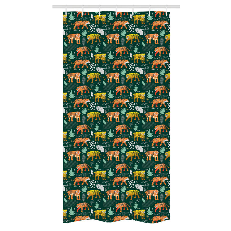 Elijawon Geometric Shower Curtain with Hooks Included, 36" W x 72" L