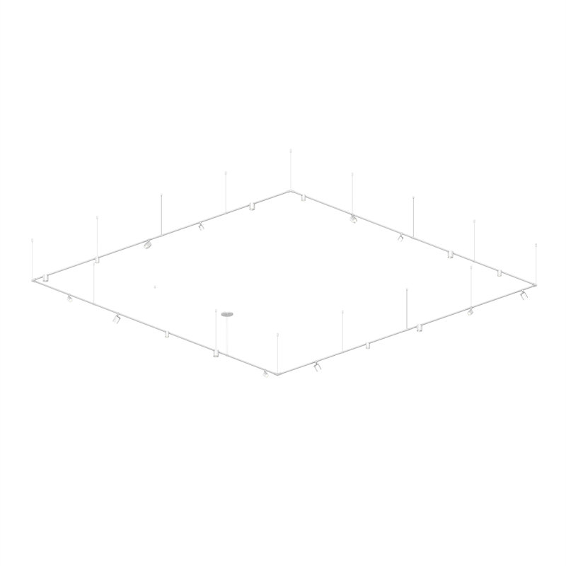 Suspenders® 1-Tier Path Square - 12' x 12' - Precise & Power Precise Smooth Cylinder Luminaires, Satin White