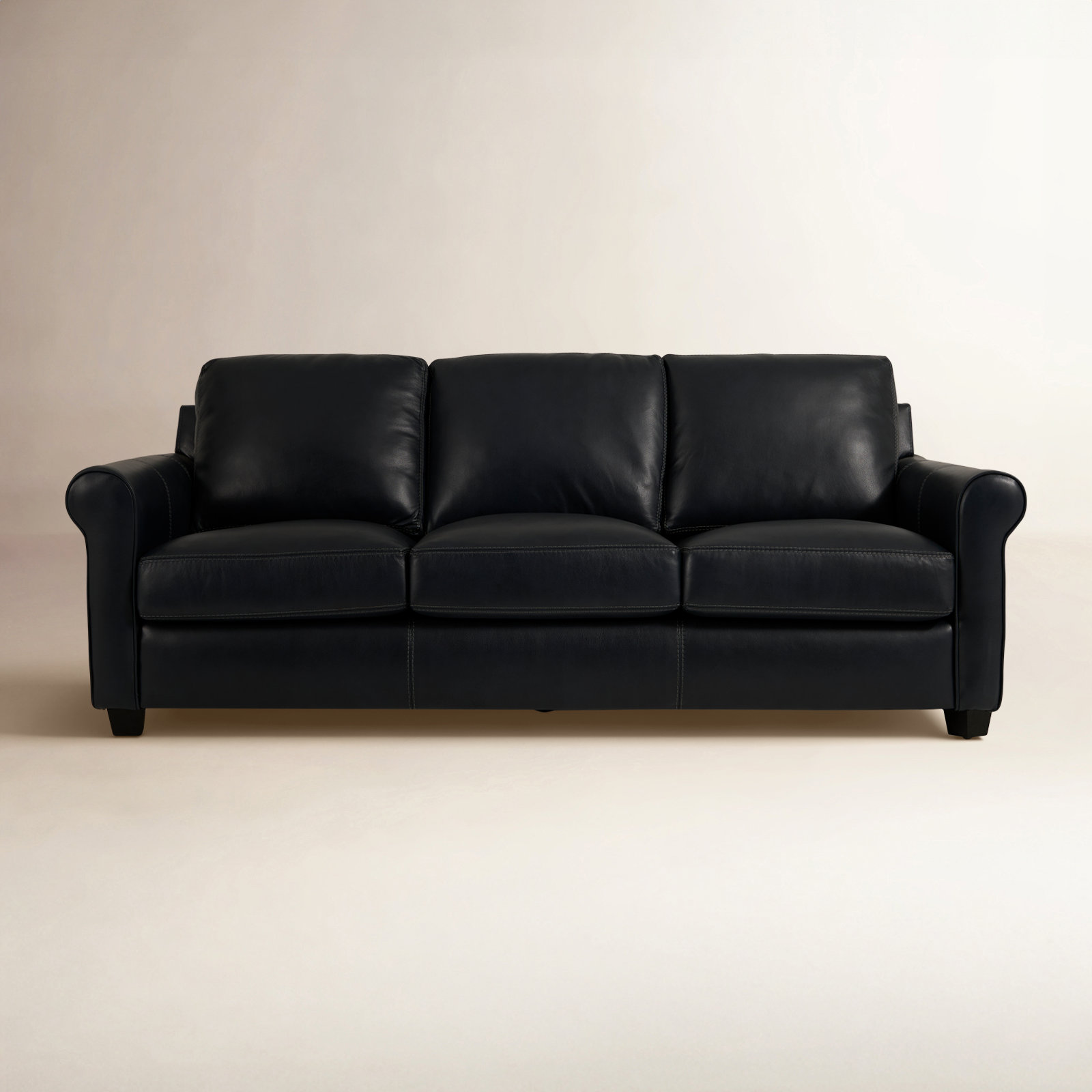 Cataldo 86'' Upholstered Sofa, Counterbalance Navy Genuine Leather