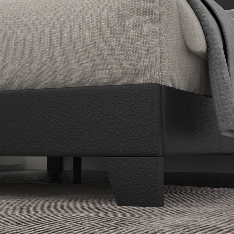 Litta Upholstered Platform Bed, Queen, Black