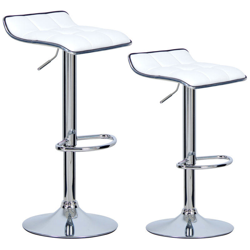 Chrome Plated Steel Bar Stool, White