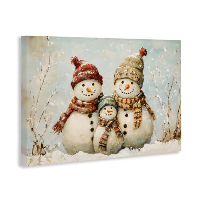 Snowman Family Of Three Canvas, design by Petal Prints Design