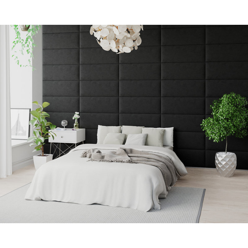 Kartir 30 cm x 75 cm Peel and Stick Upholstered Wall Paneling in Ebony