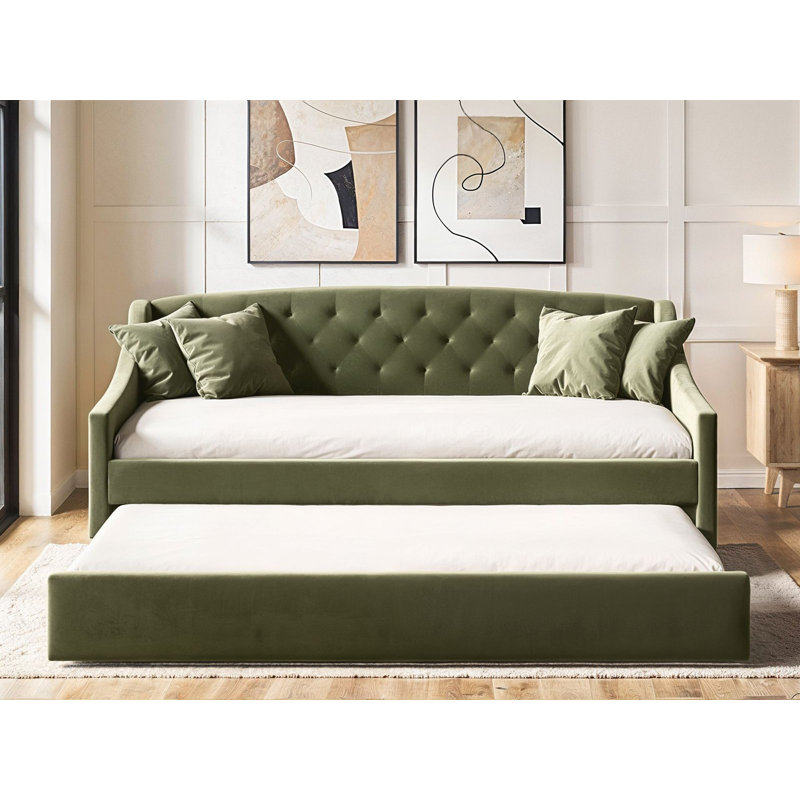 Aurora Day Bed with Trundle Boucle, Green