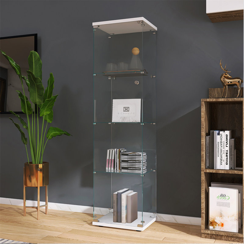 Vitrine en verre avec 4 portes et 4 tablettes