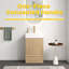 Meuble-lavabo rayé en chêne clair de 20 po avec lavabo en céramique blanche, meuble de salle de bain autoportant pour salle de bain moderne, lavabo en céramique blanche une pièce sans drain ni robinet, KD