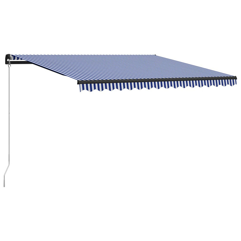 Dakota Fields Anthracite Cover Retractable Patio Awning, 3m W x 4.5m L, Blue/White