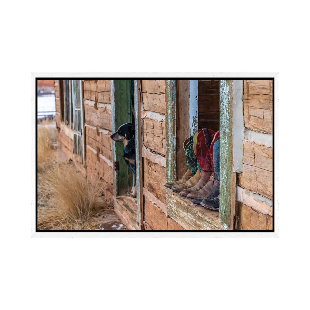 USA, Wyoming Hideout Horse Ranch, Boots On Display