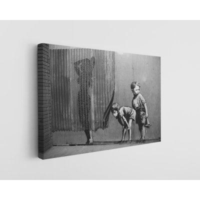 Banksy Lady Shower Peeping Boys Canvas Print