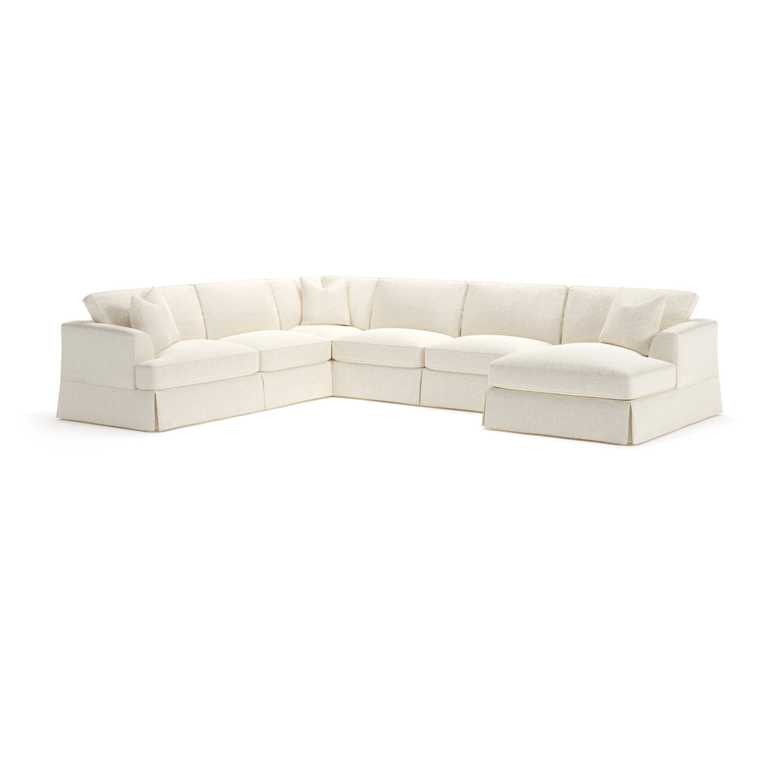 Lucia Upholstered Chaise U-Sectional, Right Hand Facing, Davis Pearl Bouclé Performance