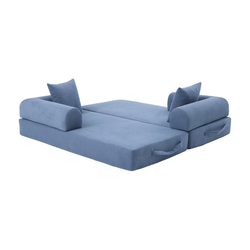 Canapé modulaire pliable, Velours côtelé bleu marine