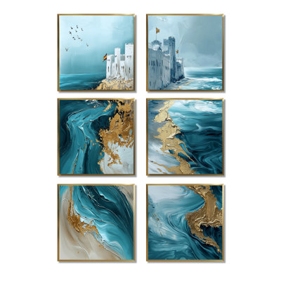 Maroc, turquoise et or, plage d'Essouira - ensemble d'art mural du Maroc, 6