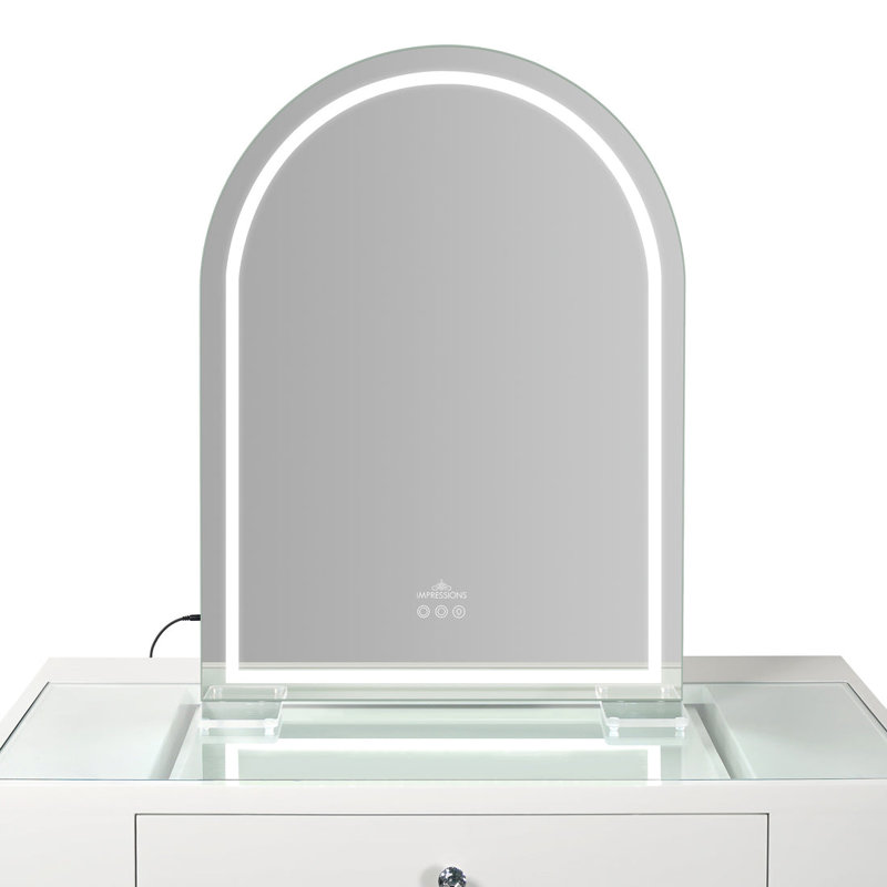 Stage Lite Arch Vanity Mirror with LED Lights, Soft Touch Sensors, 3 Dimmable Light Temperatures, Strip LED lighting