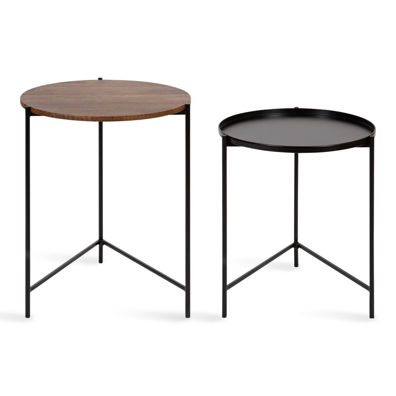 Gwynn Tray Top Nesting Tables, Natural Black Top/Black Base