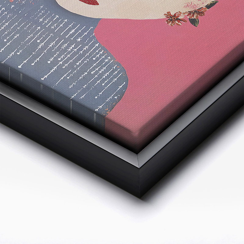 Frida Portrait No2, Cadre noir, Canevas, H 08 po x l 10 po