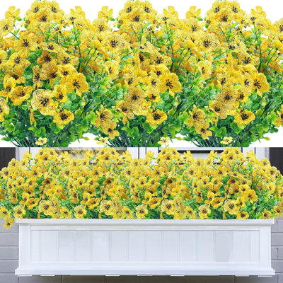 15 bouquets de fleurs artificielles d'extérieur, fausses fleurs en soie et plastique résistantes aux UV pour la décoration de jardin, porche, fenêtre et jardinières.