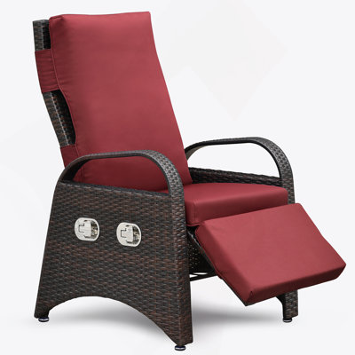 Outdoor Recliner Chair,2 Buckle Adjustment Mechanism Reclining Lounge Chair And Removable Soft